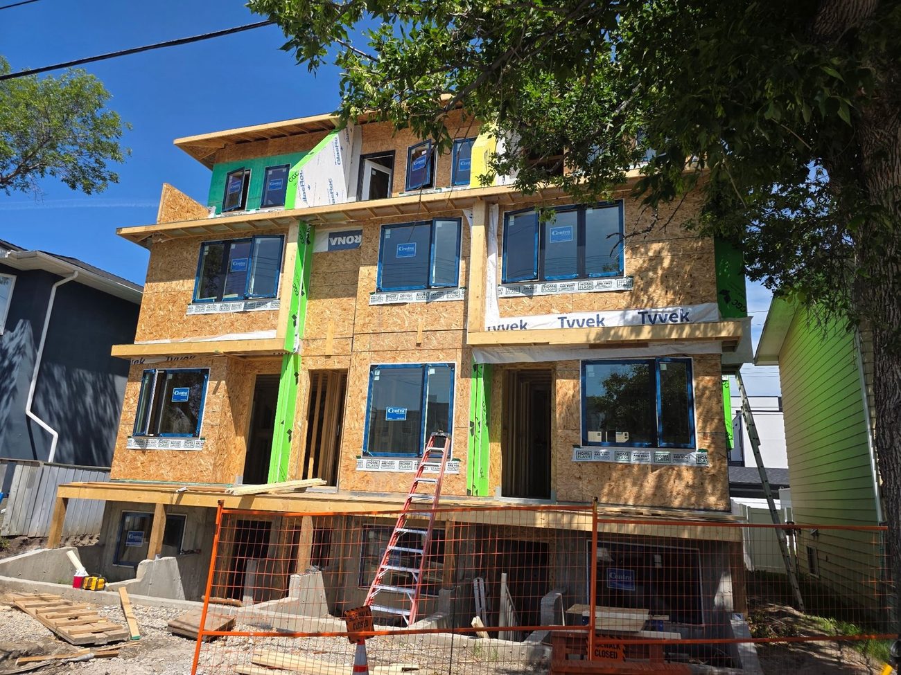 Infill triplex during framing and wrap