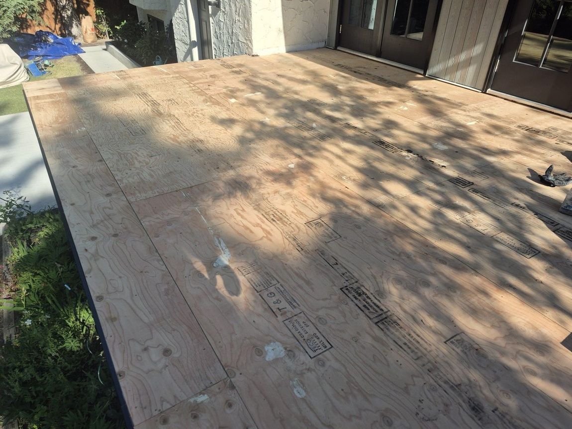Bare plywood deck substrate roughed in — DJD Renovations