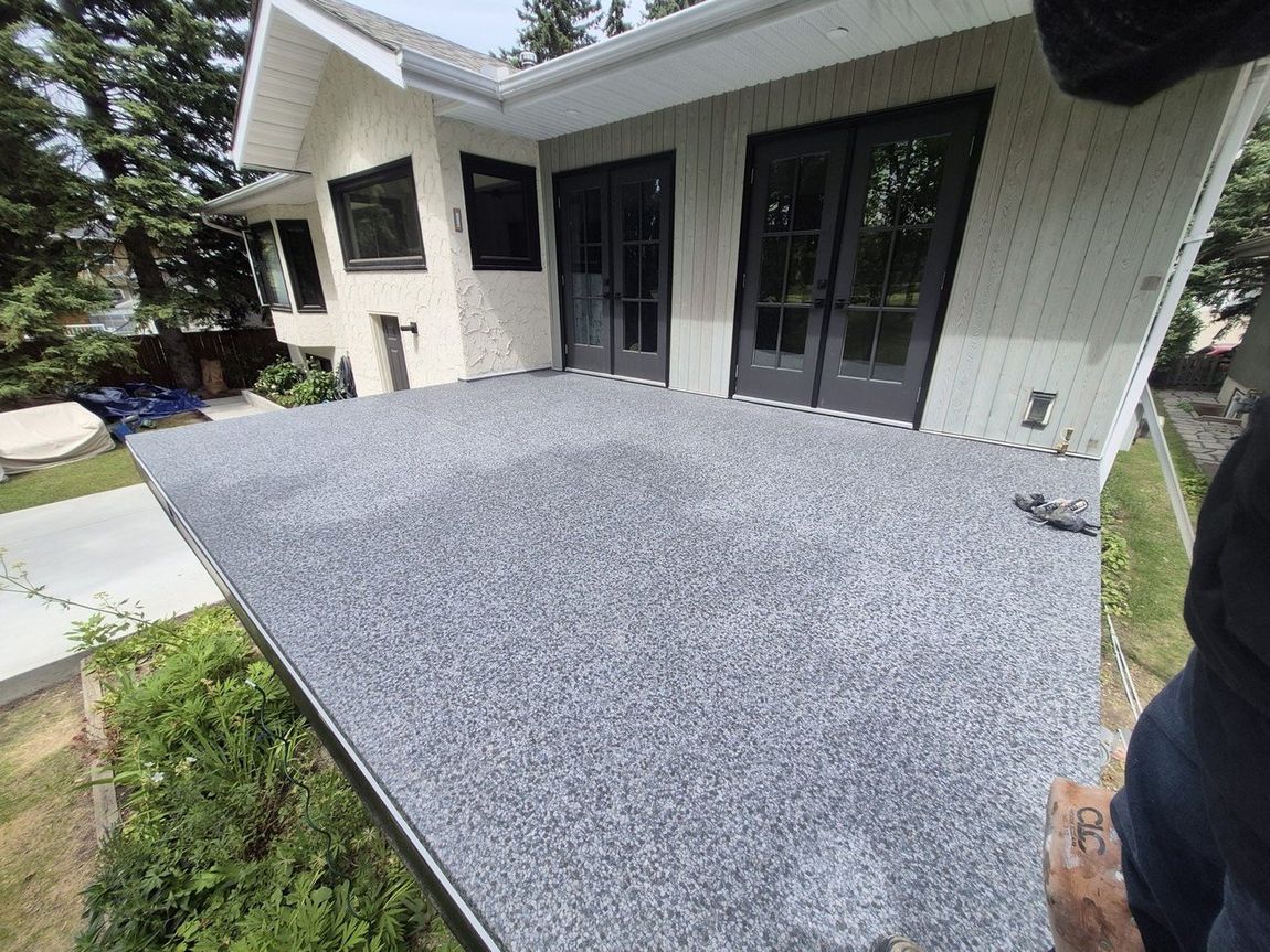 Finished dark granite membrane balcony on an estate residence