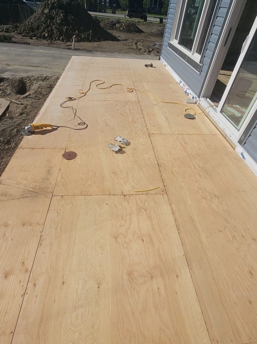 New-build balcony deck package, substrate to finished surface